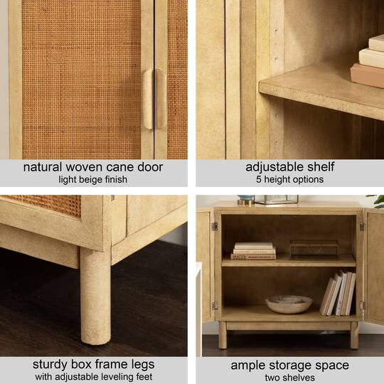 Kate and Laurel Ori Rattan & Wood Accent Floor Cabinet